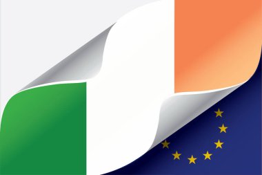 AB Ülkeleri bayrak işareti ve vektör illüstrasyonu İrlanda