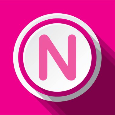 N harfinin pembe yuvarlak vektör simgesi tasarımı