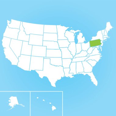 Pennsylvania eyaletinin vektör haritası.