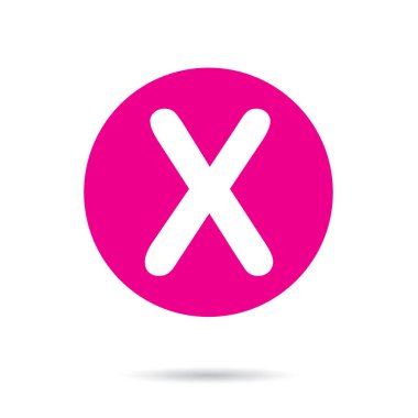 X harfinin pembe vektör simgesi veya düğmesi