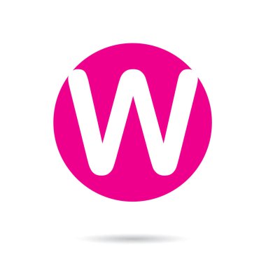 W harfinin pembe vektör simgesi veya düğmesi