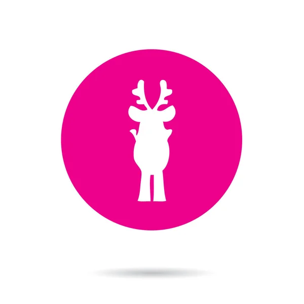 Pink Vector Icon Button Reindeer — Stock Vector