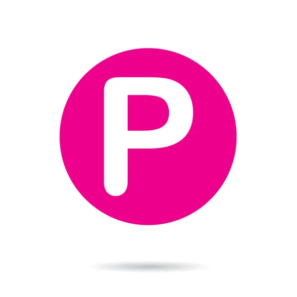 文字Pのピンクベクトルアイコンまたはボタン — ストックベクタ