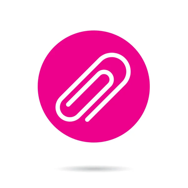 Pink Vector Icon Button Paperclip — Stock Vector