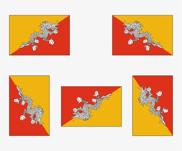 反映并轮流使用不丹的说明性国家国旗 — 图库矢量图片