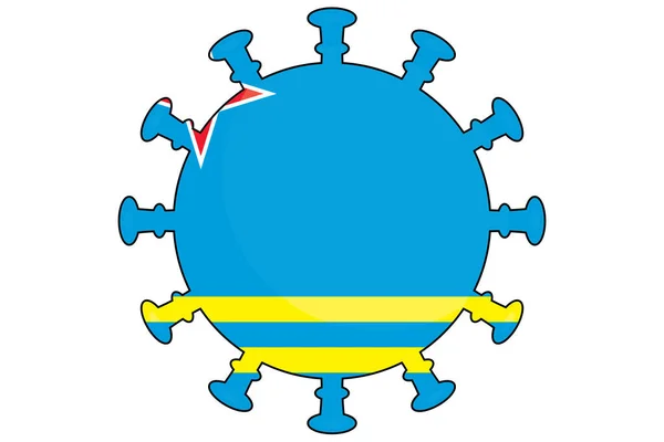 Bandeira Vírus Ilustrada Para País Aruba —  Vetores de Stock