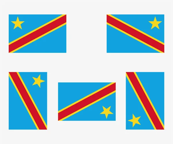 Ilustrowana Flaga Kraju Odzwierciedlona Obracana Przez Demokratyczną Republikę Konga — Wektor stockowy