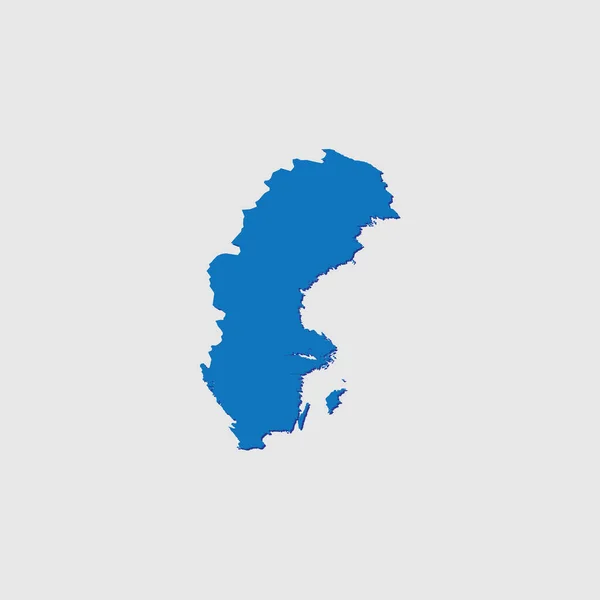 Forma País Ilustrada Azul Com Sombra Suécia — Vetor de Stock