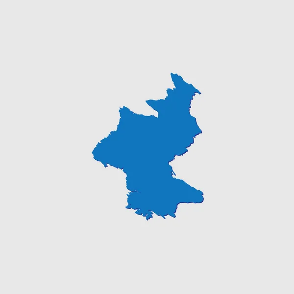 Forme Pays Illustré Bleu Avec Ombre Corée Nord — Image vectorielle