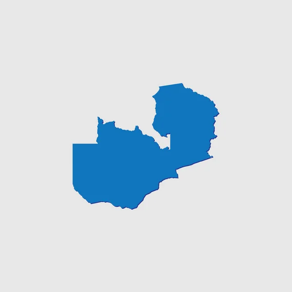 Zambiya Nın Gölgesi Ile Mavi Resimli Ülke Şekliname — Stok Vektör