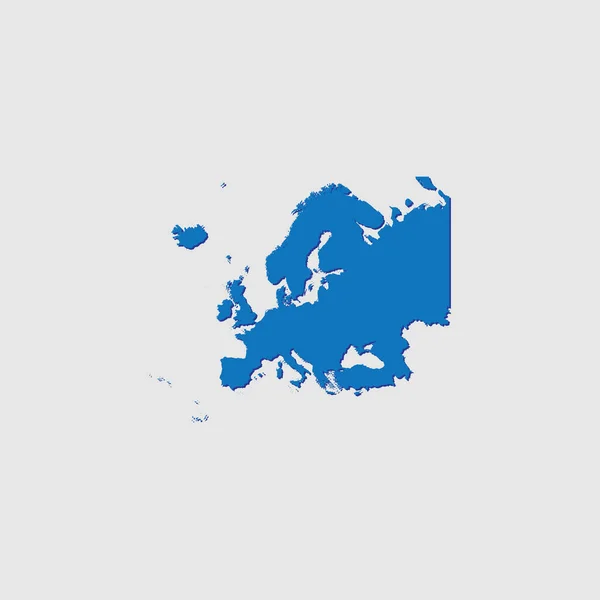 Blue Illustrated Country Shape Met Schaduw Van Europa — Stockvector