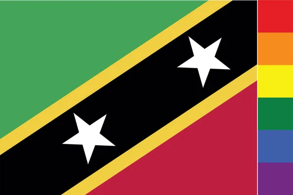 Illustrated Flag Country Saint Kitts Nevis — 스톡 벡터
