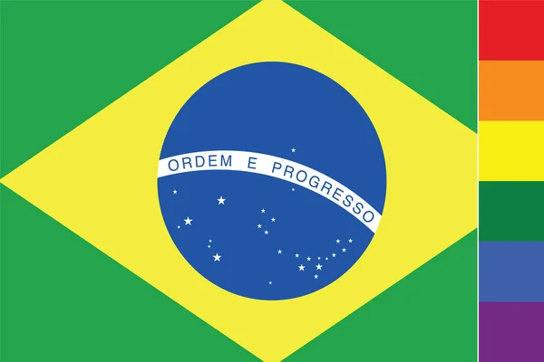 Bandera Ilustrada Del País Brasil — Archivo Imágenes Vectoriales