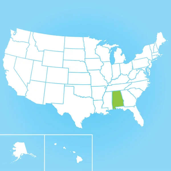 Mappa Vettoriale Dello Stato Dell Alabama Negli Stati Uniti — Vettoriale Stock