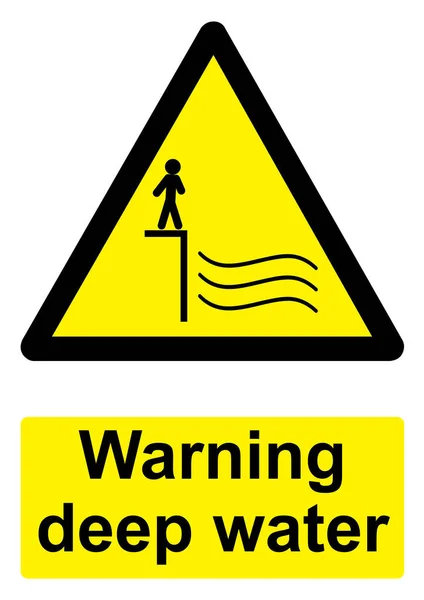 Warning Sign Vector Illustration Deep Water — Stock Vector