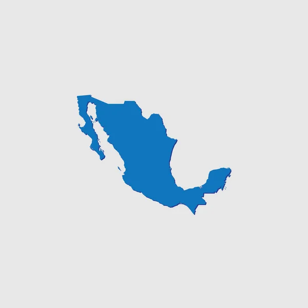 Forma País Ilustrado Azul Con Sombra México — Vector de stock