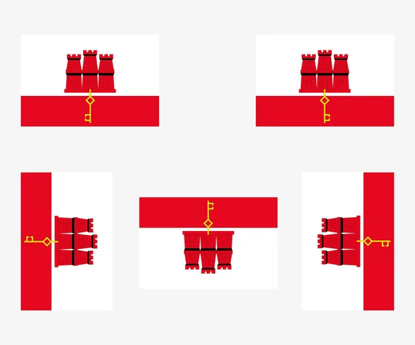 Иллюстрированный Флаг Страны Отраженный Повернутый Гибралтаре — стоковый вектор