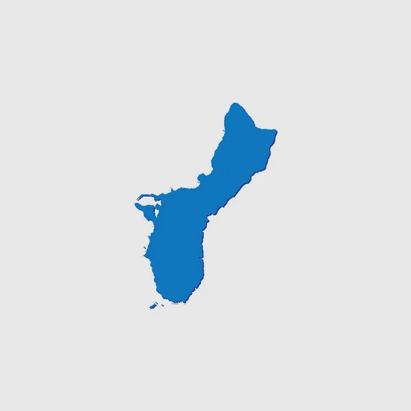 Forma Del Paese Illustrata Blu Con Ombra Guam — Vettoriale Stock