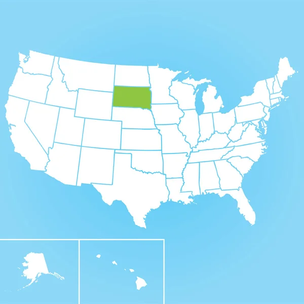 Mapa Wektorowa Amerykańskiego Stanu Dakota Południowa — Wektor stockowy