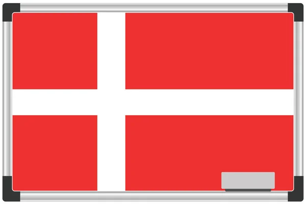 デンマーク国のホワイトボードに描かれた旗 — ストックベクタ