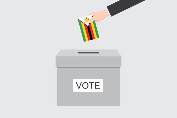 Ящик Голосования Иллюстрированным Флагом Страны Зимбабве — стоковый вектор