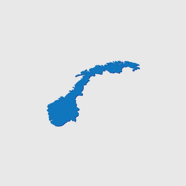 Forma Del Paese Illustrata Blu Con Ombra Della Norvegia — Vettoriale Stock