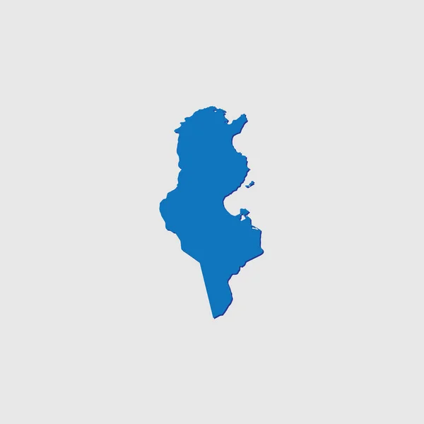 Forma Del Paese Illustrata Blu Con Ombra Della Tunisia — Vettoriale Stock