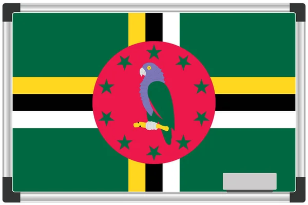 Dominica Ülkesi Için Beyaz Tahtadaki Resimli Bayrak — Stok Vektör