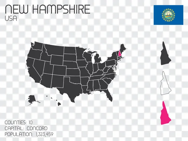 美利坚合众国与选定的新罕布什尔州的例证 — 图库矢量图片