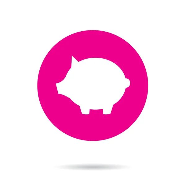 Icône Vectorielle Rose Bouton Piggy Bank — Image vectorielle
