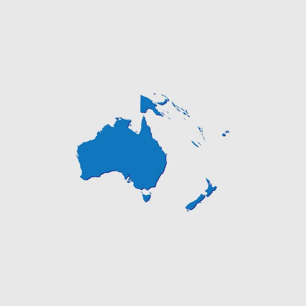 Forma Del Paese Illustrata Blu Con Ombra Dell Oceania — Vettoriale Stock