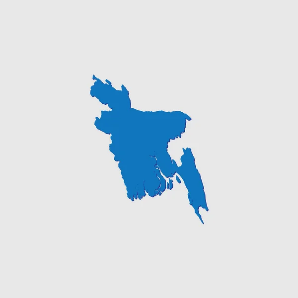 Forme Pays Illustré Bleu Avec Ombre Bangladesh — Image vectorielle