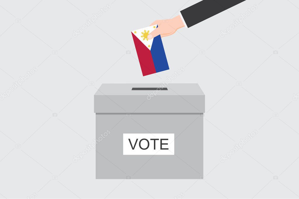 Ballot Box with an Illustrated Flag for the Country of  Philippines