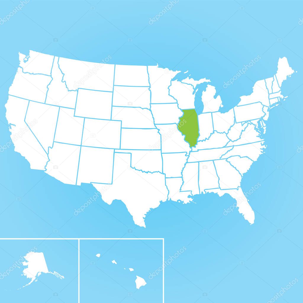 Vector Map of the U.S. state of Illinois