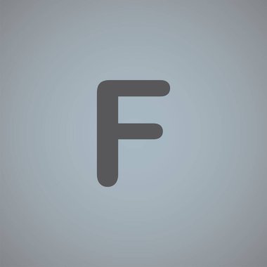 F harfi vektör simgesi gri arkaplanda izole edildi 