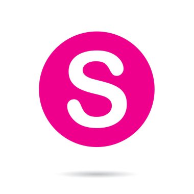 S harfinin pembe vektör simgesi veya düğmesi