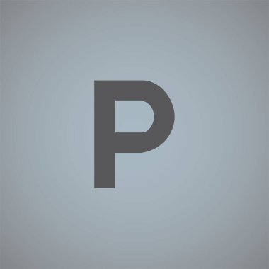 P harfi vektör simgesi gri arkaplanda izole edildi 