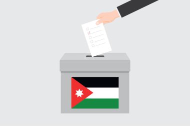 Ürdün Ülkesi için Resimli Bayrağı olan oy sandığı