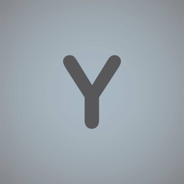 Y harfi vektör simgesi gri arkaplanda izole edildi 