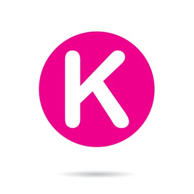 K harfinin pembe vektör simgesi veya düğmesi