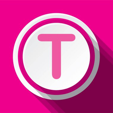 t harfinin pembe yuvarlak vektör simgesi tasarımı