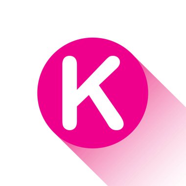 K harfinin pembe vektör simgesi veya düğmesi