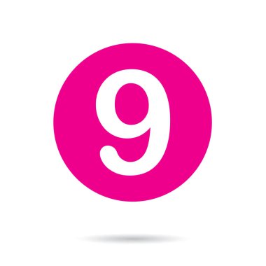 Pembe vektör simgesi veya 9 numaranın düğmesi