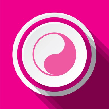 Ying Yang 'ın pembe yuvarlak vektör simgesi tasarımı