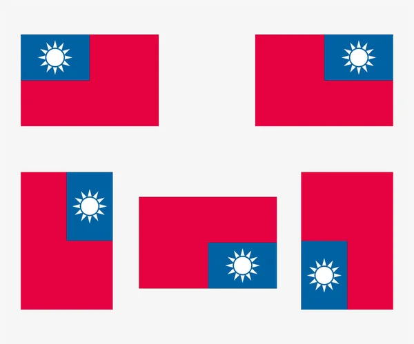 Illustrated Country Flag Reflected Rotated Taiwan — 스톡 벡터