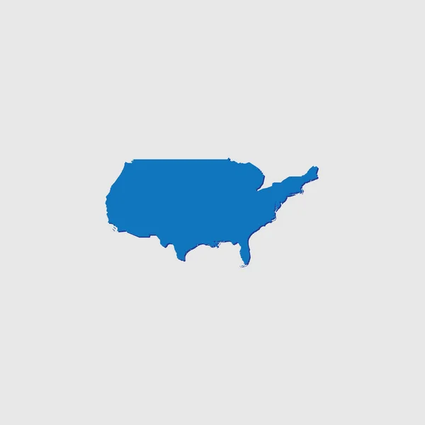 Blue Illustrated Country Shape Mit Schatten Der Vereinigten Staaten Von — Stockvektor