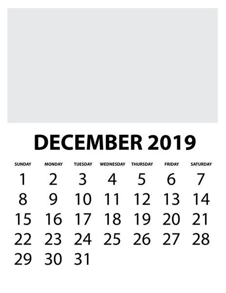 Kalender Isolerad Bakgrund December — Stock vektor