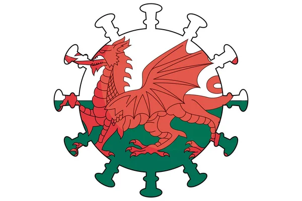 Bandeira Vírus Ilustrada Para País Gales — Vetor de Stock