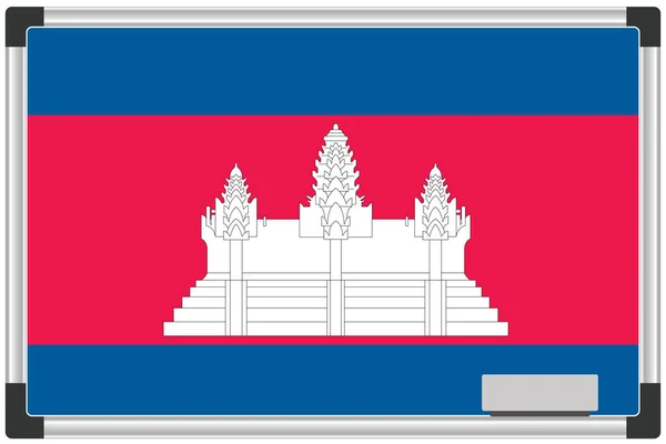 Kamboçya Için Beyaz Tahtada Resimli Bayrak — Stok Vektör