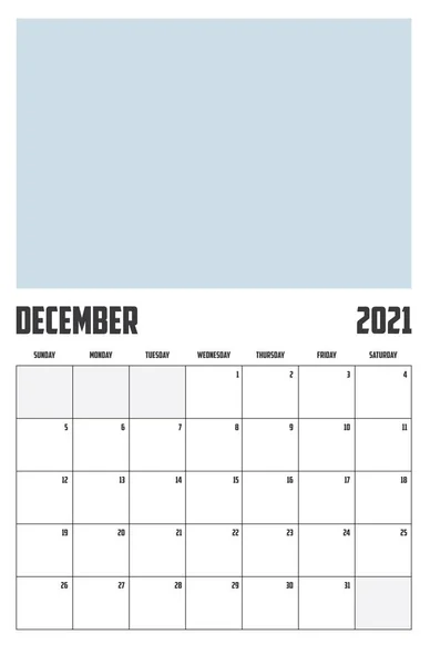 2021 Calendar Isolated Background December — Stock Vector